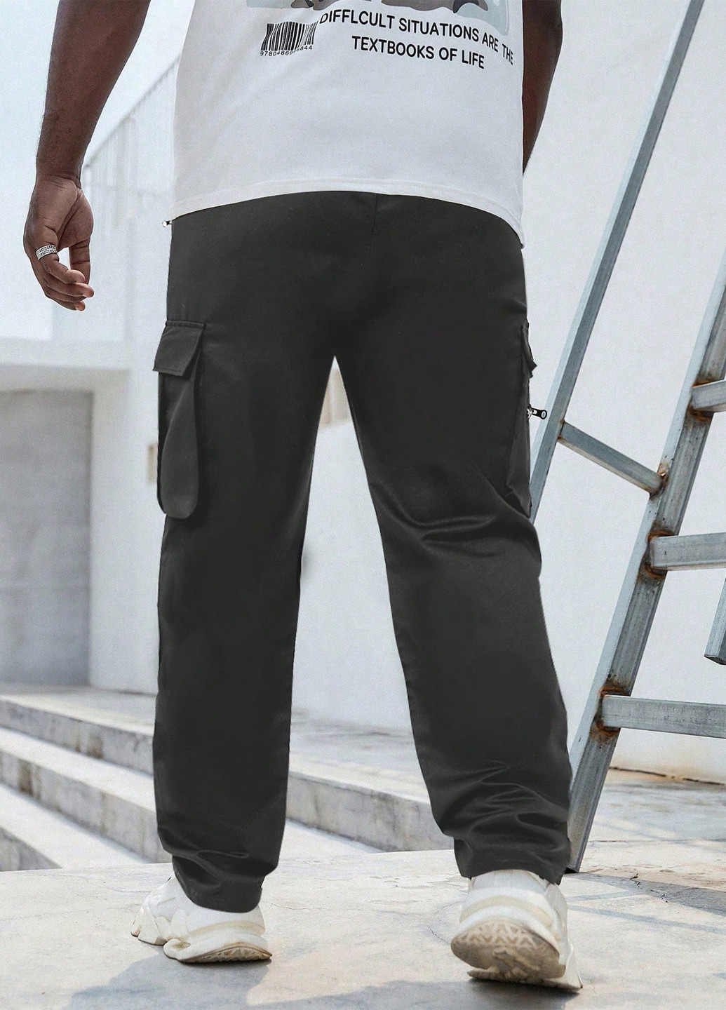 Темно-серые кэжуал демисезонные карго брюки SHEIN