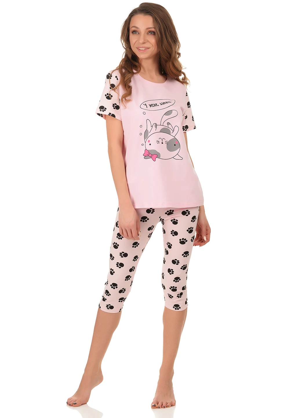Рожевий демісезонний комплект (футболка, бриджі) Barwa Garments