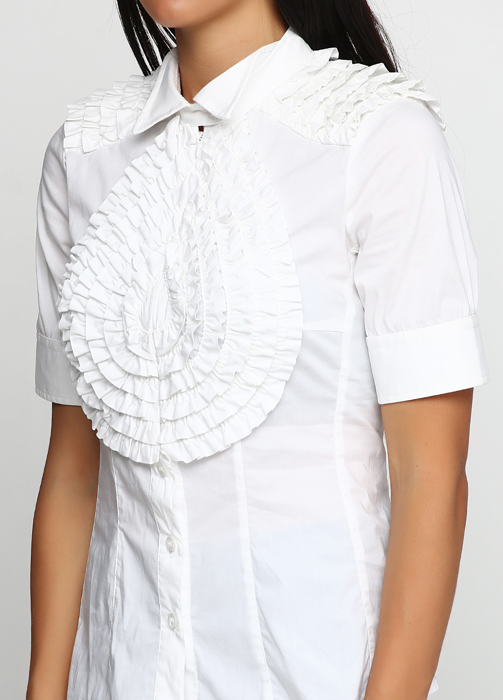Белая кэжуал рубашка однотонная Grazia Pi