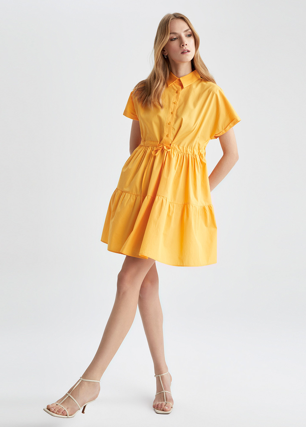 Жовтий кежуал сукня сорочка DeFacto однотонна