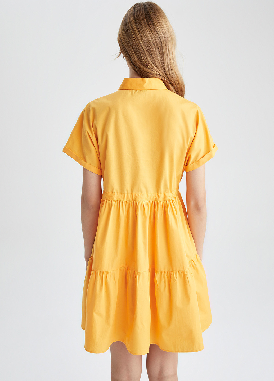 Желтое кэжуал платье рубашка DeFacto однотонное
