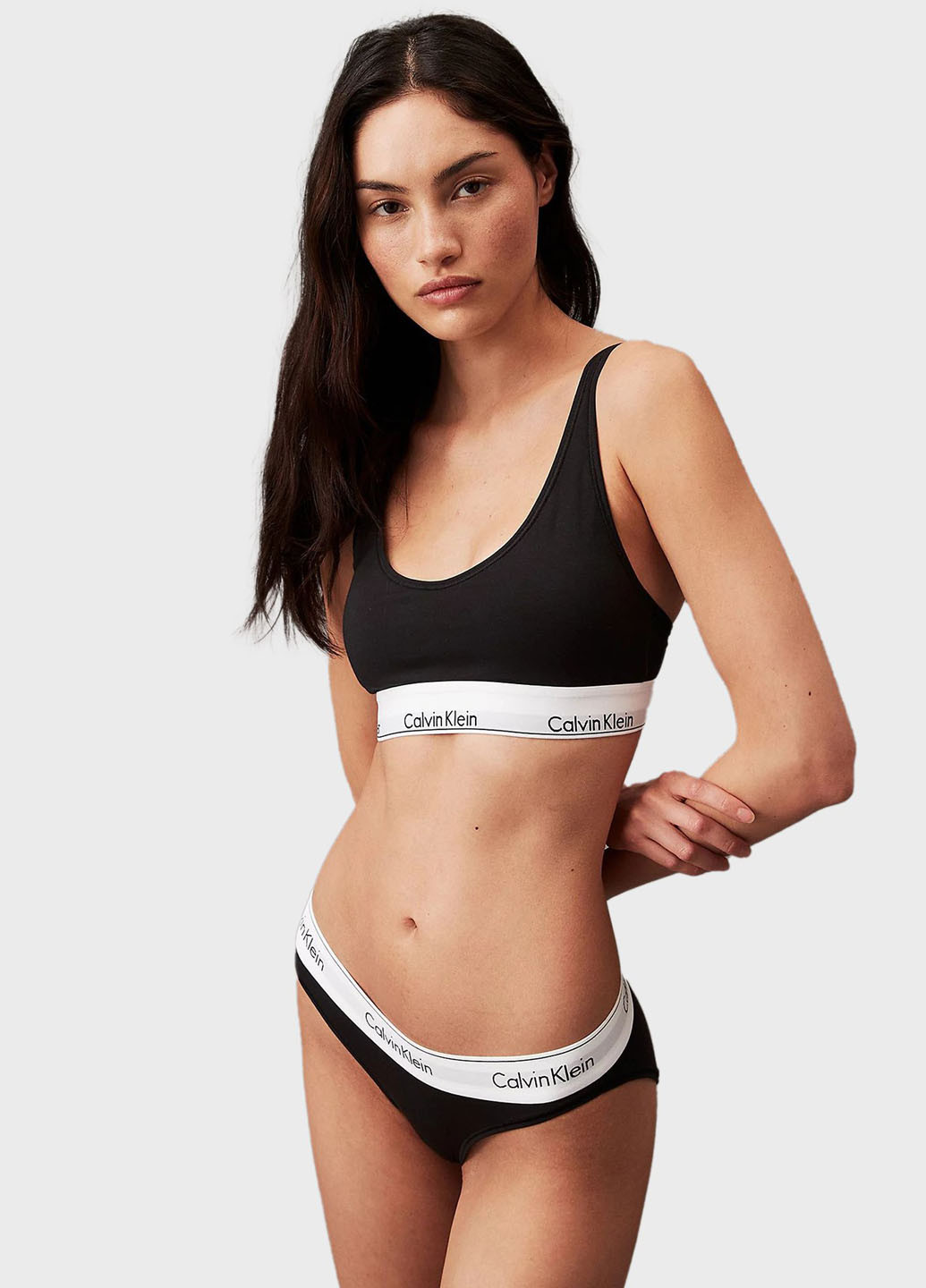 Чёрный топ бюстгальтер Calvin Klein без косточек хлопок