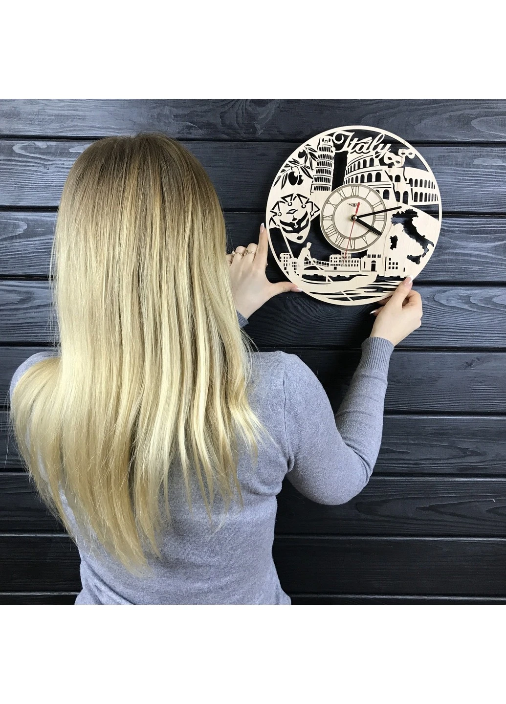 Круглий дизайнерський дерев`яний годинник «Спекотна Італія» 7Arts (253567316)