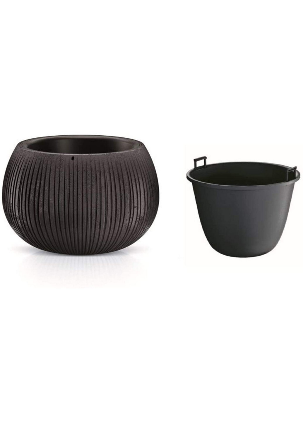 Горщик для квітів Beton Bowl з вкладишем Н-19.5 см чорний (65919-411) Prosperplast (221634785)