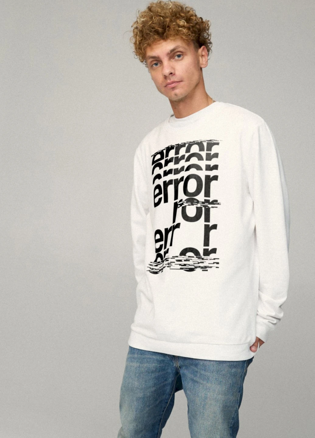 Белый світшот чоловічий oversize /no flis/ YAPPI рисунок (254557733)