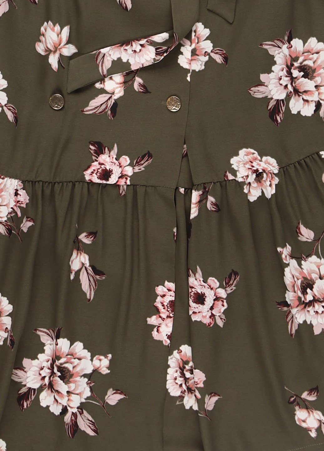 Оливкова (хакі) кежуал сукня кльош MINT&BERRY з квітковим принтом