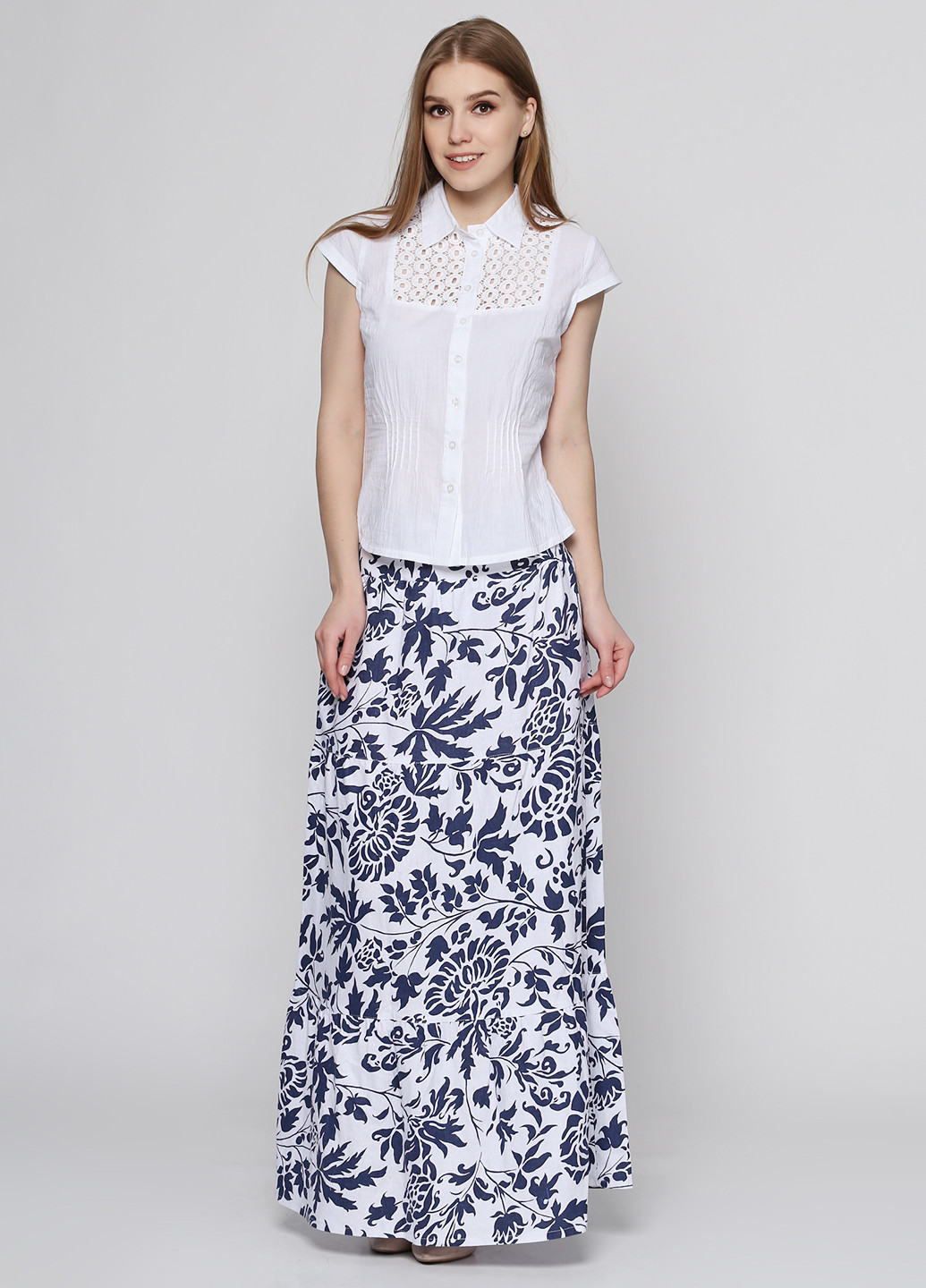 Белая кэжуал цветочной расцветки юбка Ruta-S