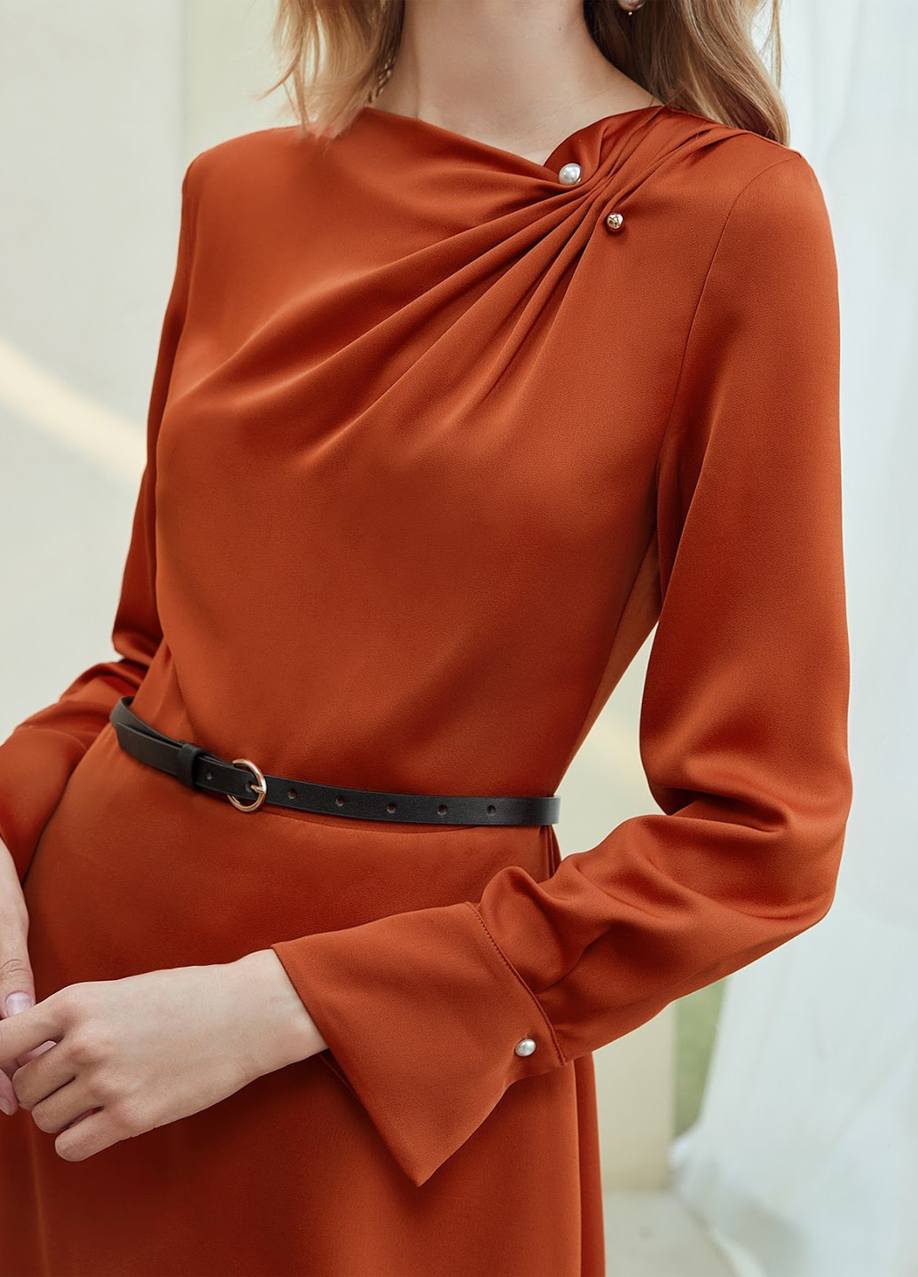 Медное кэжуал платье SHEIN однотонное