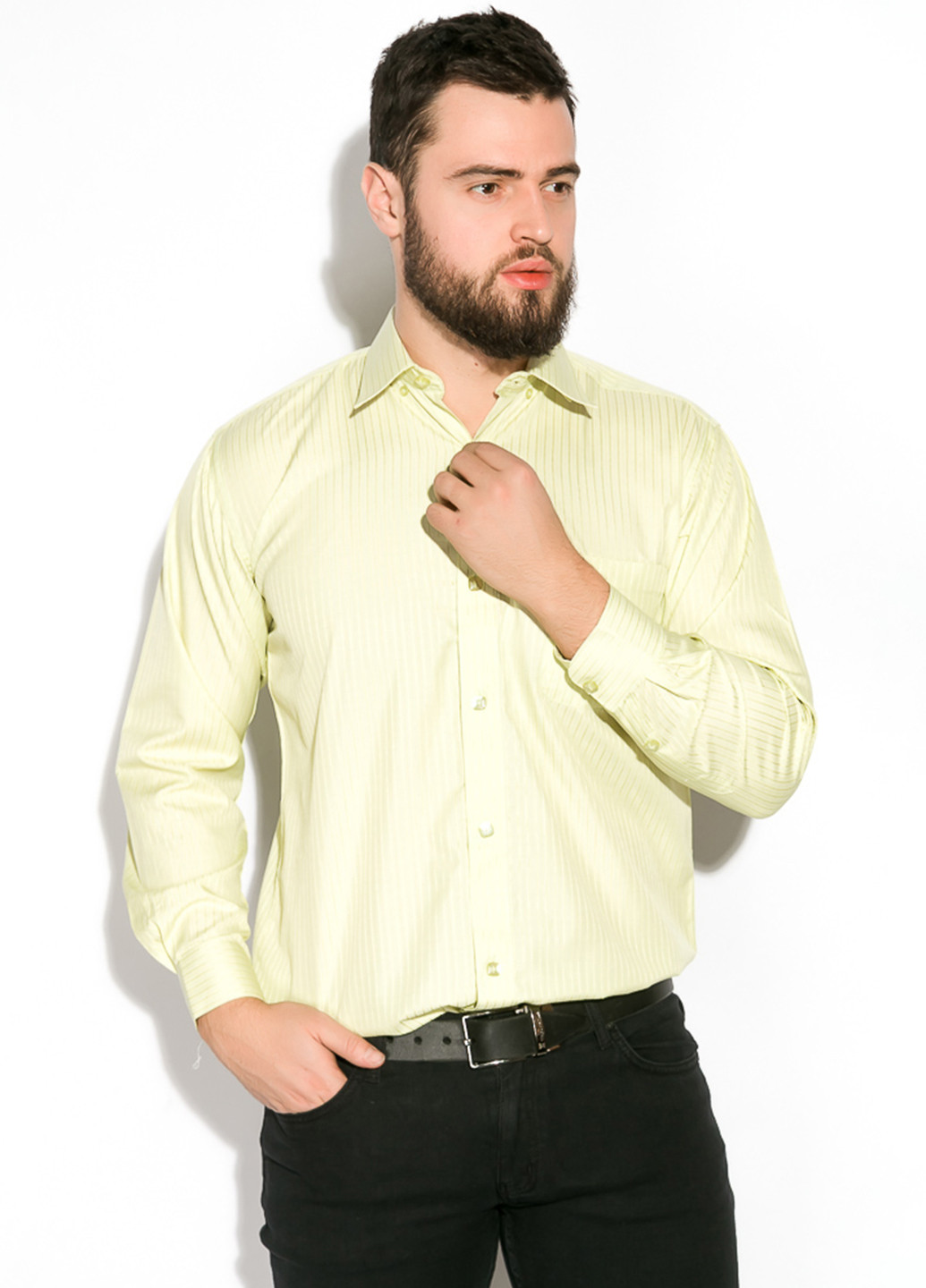 Светло-зеленая кэжуал рубашка в полоску Time of Style с длинным рукавом