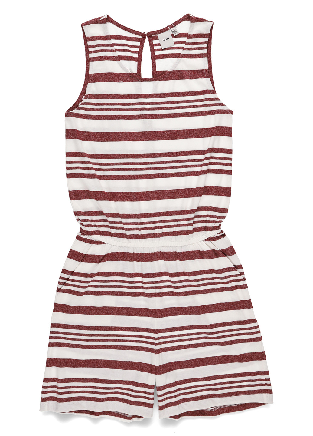 Комбинезон Ichi комбинезон-шорты полоска белый кэжуал хлопок, трикотаж