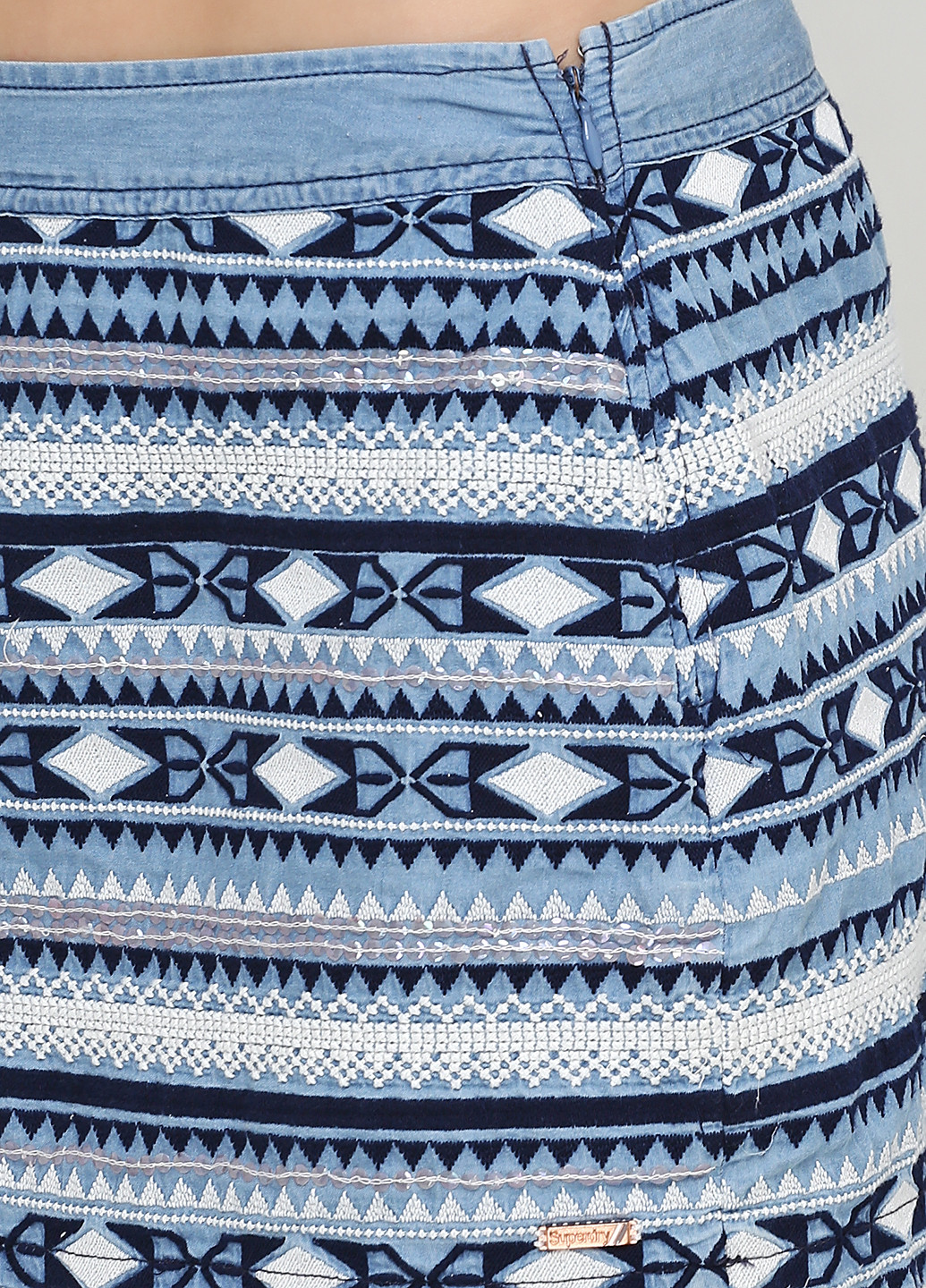 Голубая кэжуал с орнаментом юбка Superdry