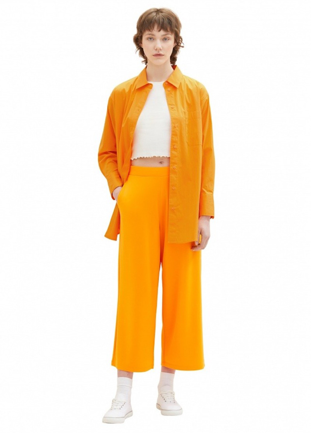 Оранжевые кэжуал летние кюлоты брюки Tom Tailor