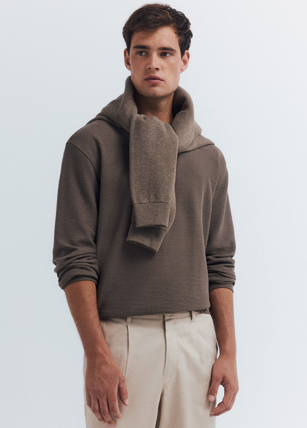 Коричневый демисезонный кэжуал лонгслив Springfield однотонный