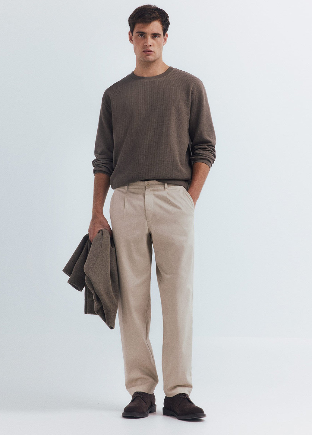 Коричневый демисезонный кэжуал лонгслив Springfield однотонный