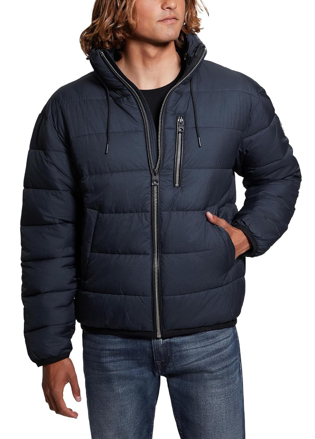 Синяя зимняя куртка Guess