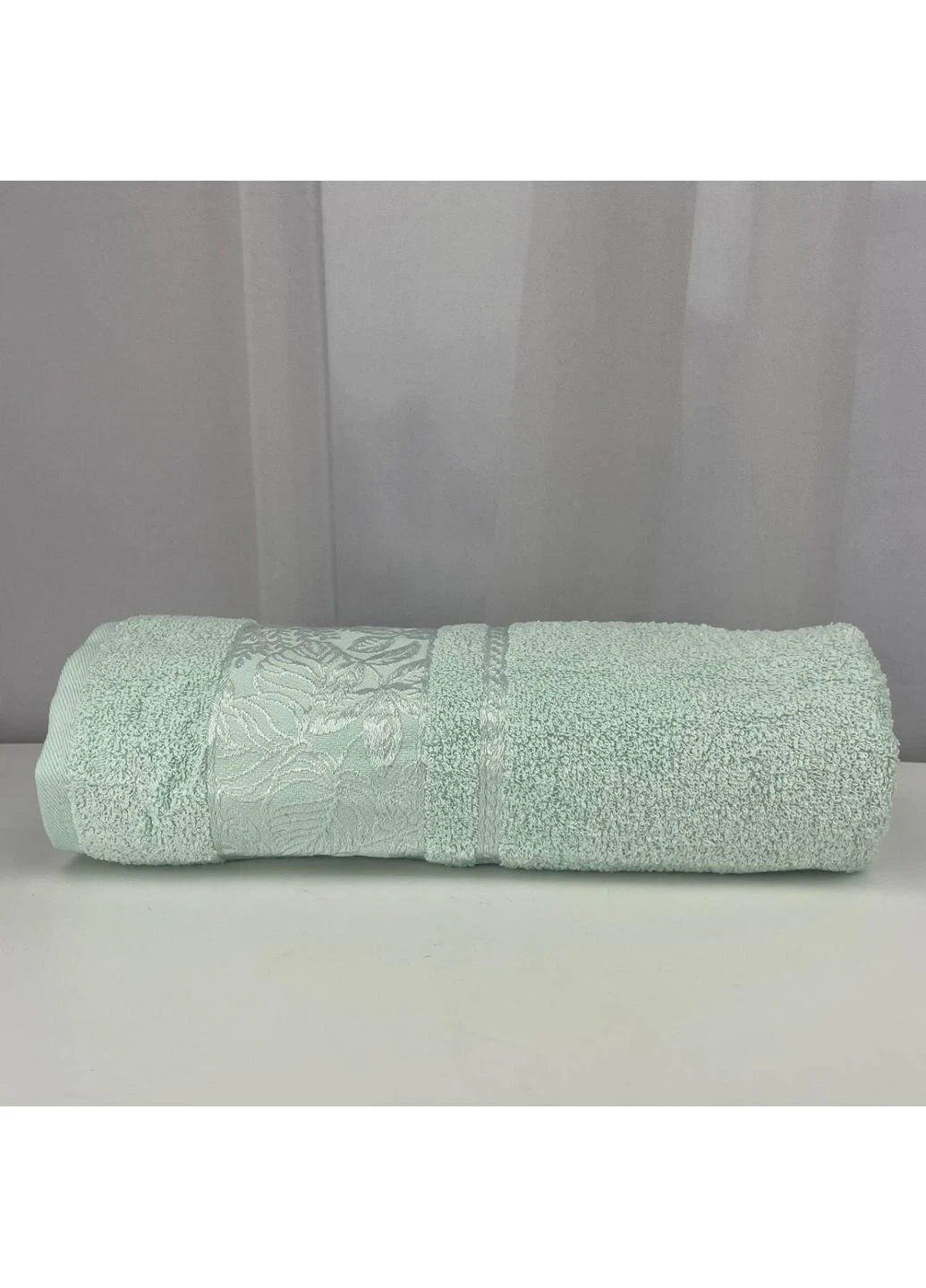 Полотенце банное махровое Febo Vip Cotton Botanik Турция 6382 мятное 70х140 см No Brand комбинированный
