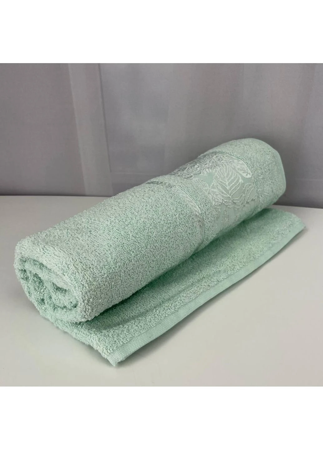 Полотенце банное махровое Febo Vip Cotton Botanik Турция 6382 мятное 70х140 см No Brand комбинированный