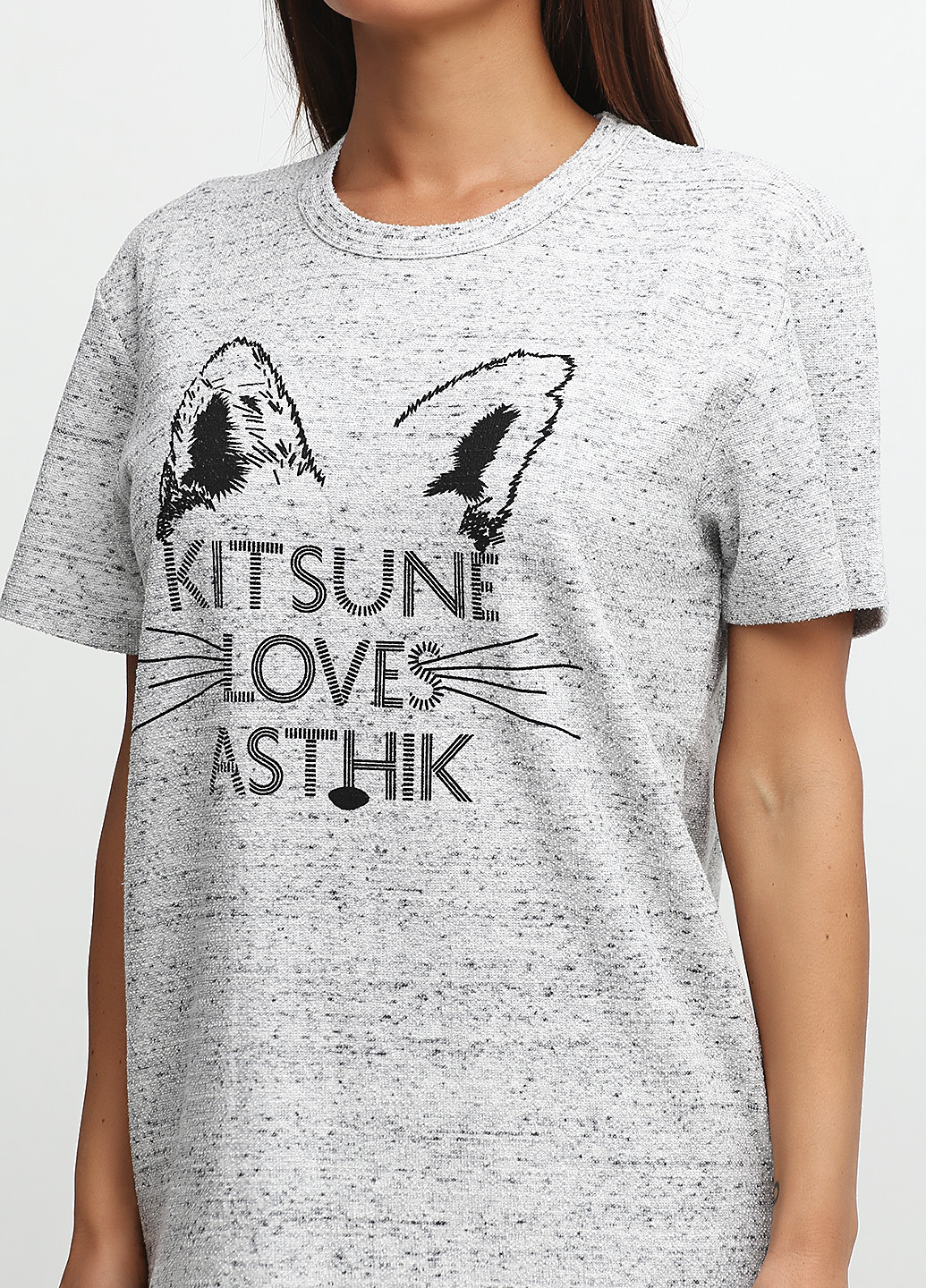 Светло-серая летняя футболка Maison Kitsune