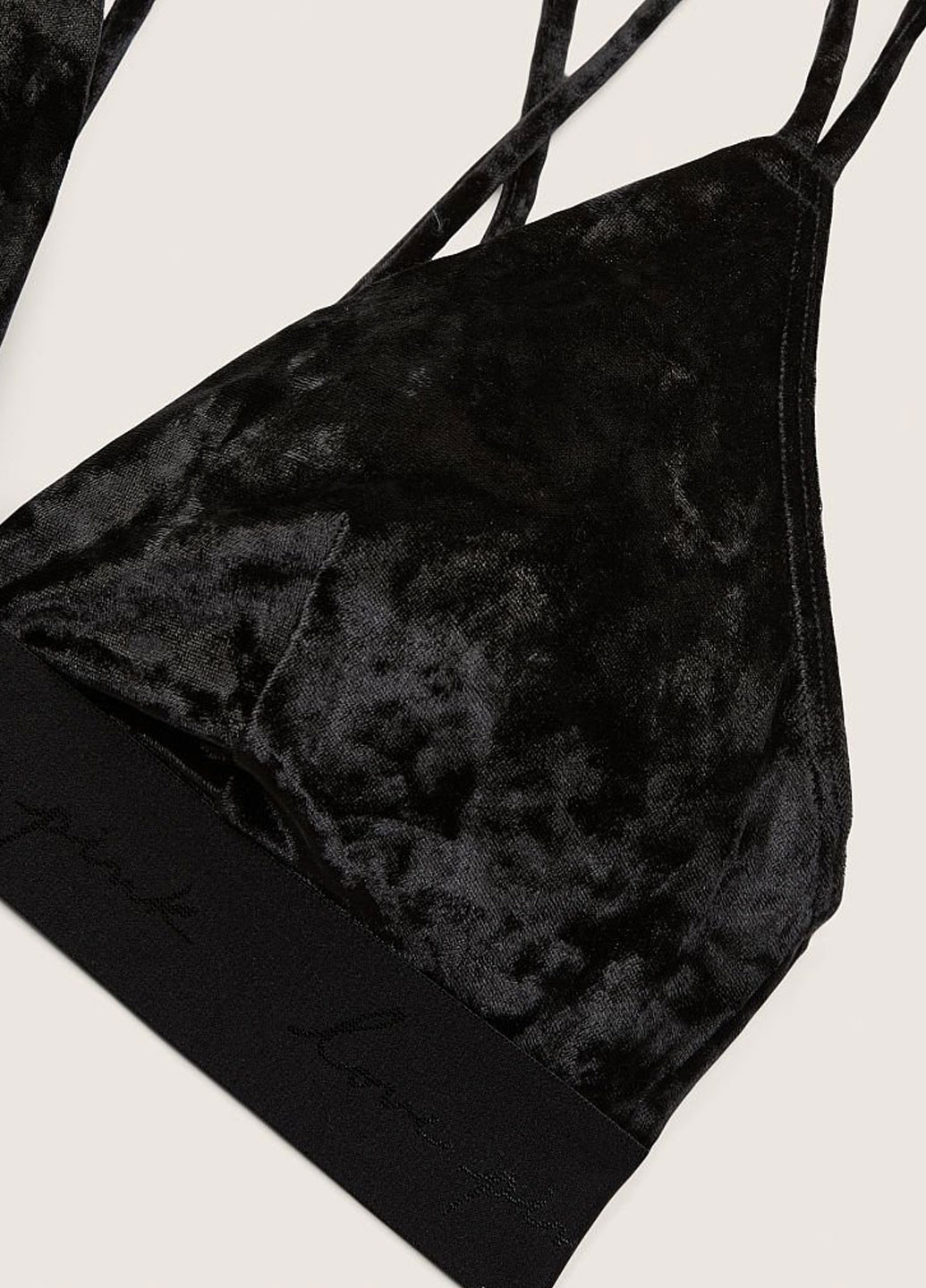 Чёрный триэнджел бюстгальтер Victoria's Secret без косточек полиэстер, велюр