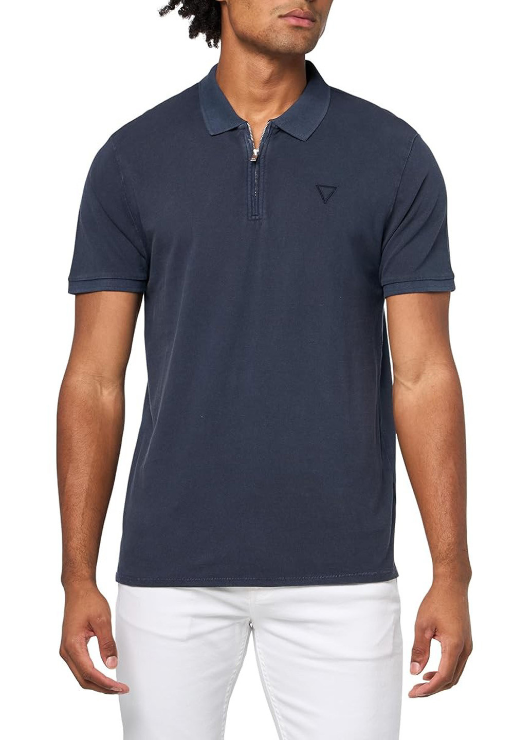 Темно-синяя футболка-поло для мужчин Guess однотонная