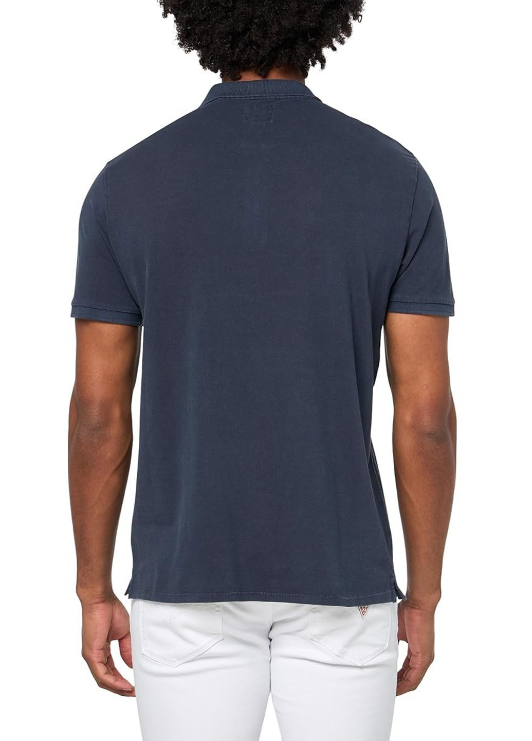 Темно-синяя футболка-поло для мужчин Guess однотонная