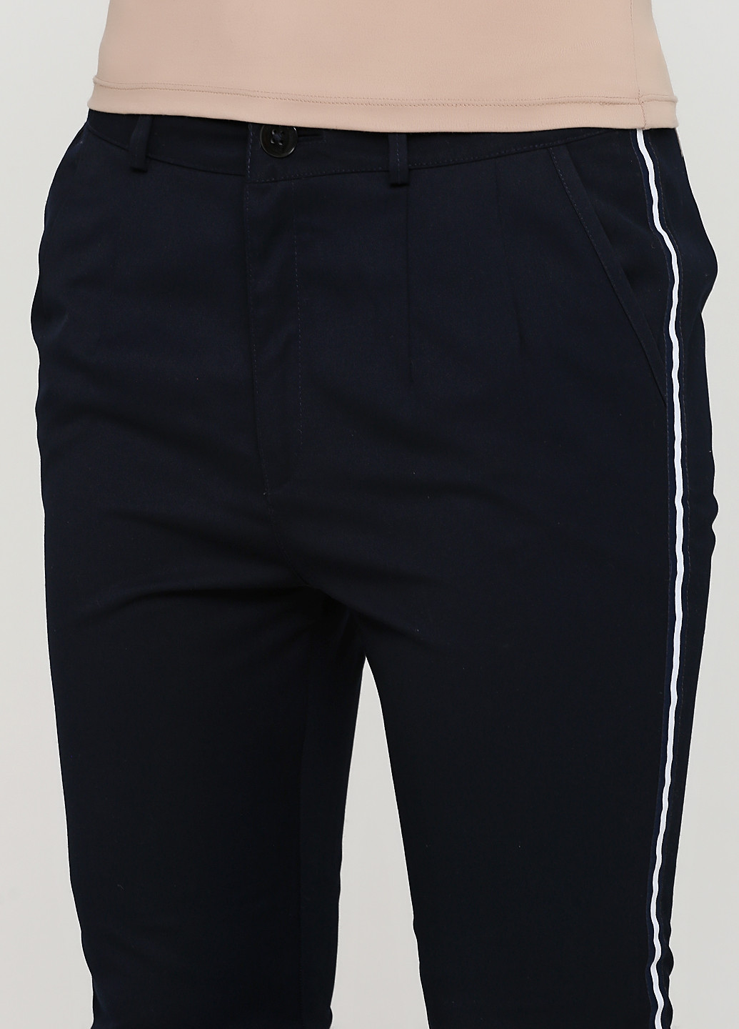 Темно-синие кэжуал демисезонные зауженные брюки Denham