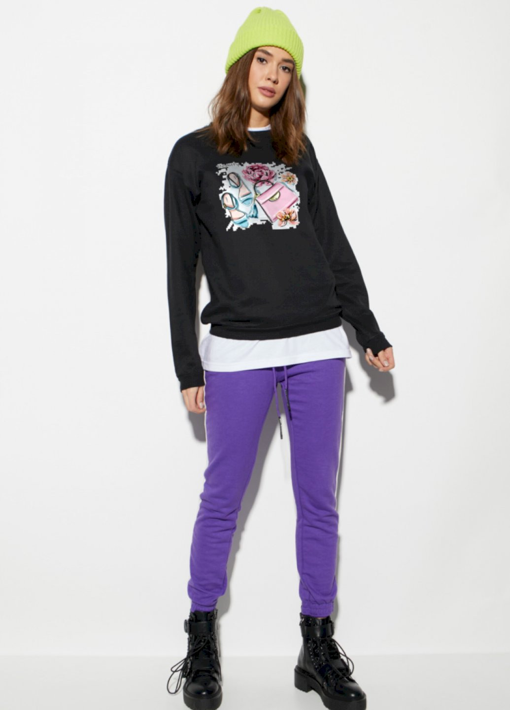 Черный свитшот женский /no flis/ YAPPI рисунок (251467782)