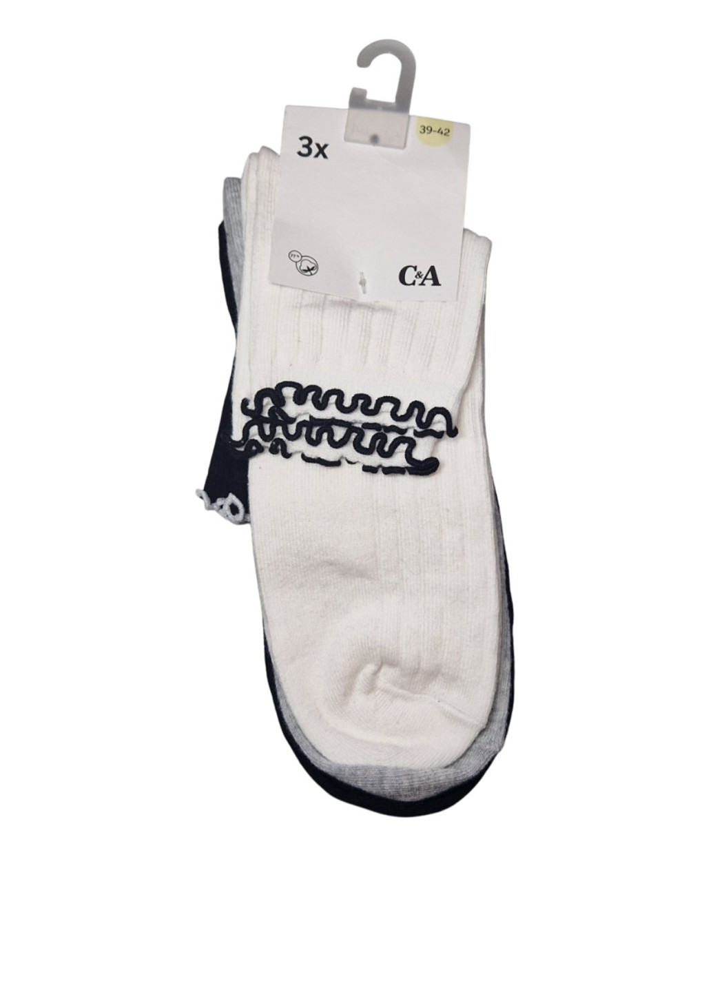 Комбинированные носки (3 пары) C&A однотонные (341560824)