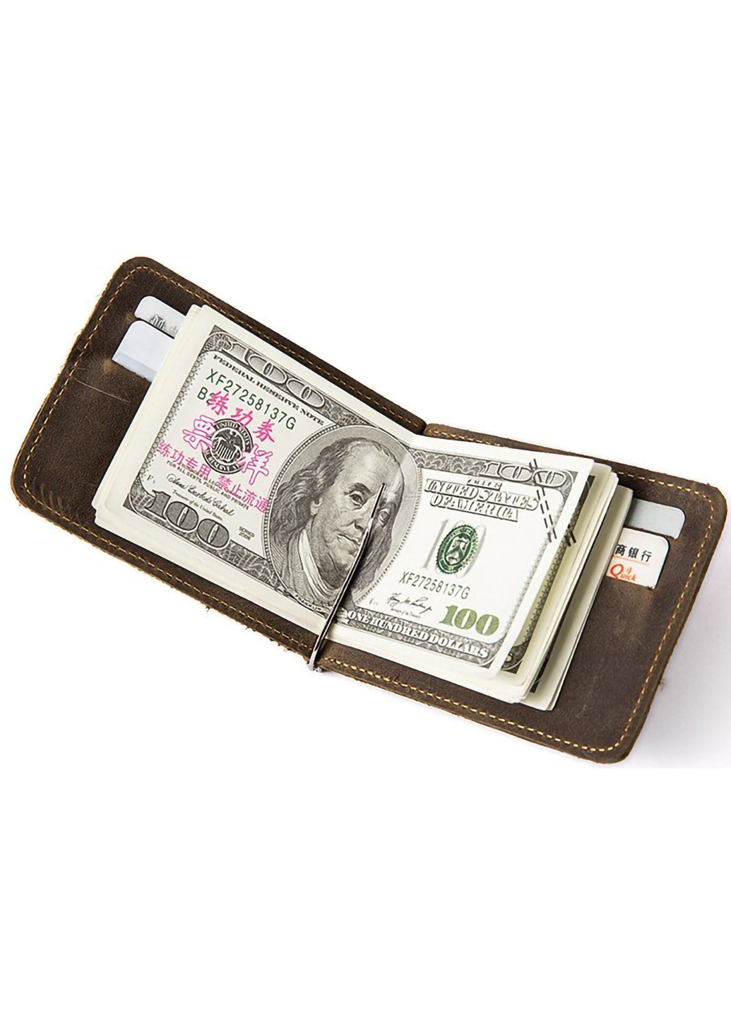 Шкіряний затискач для грошей 11,5х8х1 см Vintage (253173974)