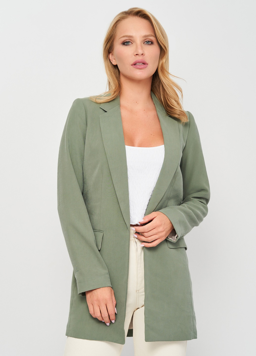 Зеленый женский пиджак H&M однотонный - демисезонный