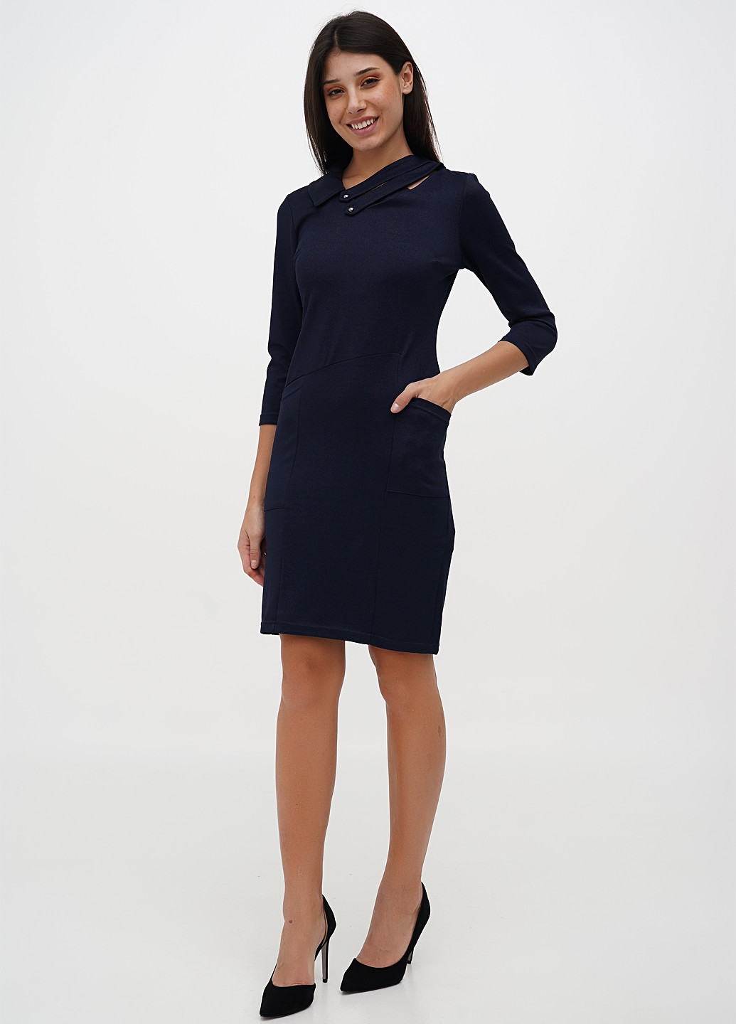 Темно-синя кежуал сукня Sassofono однотонна