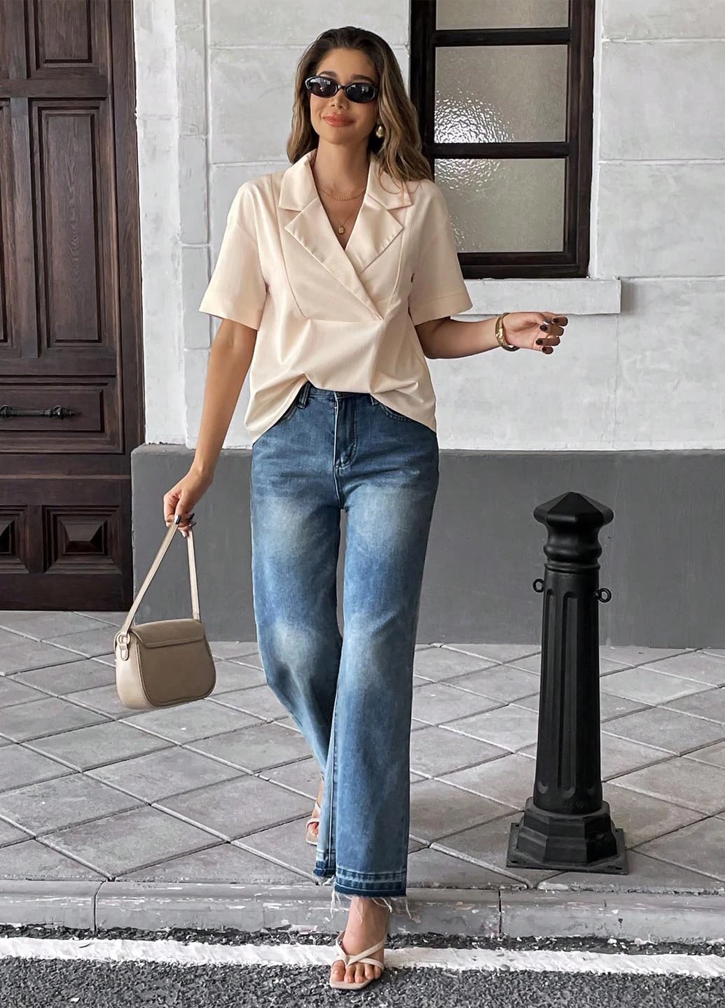 Кремова блуза SHEIN