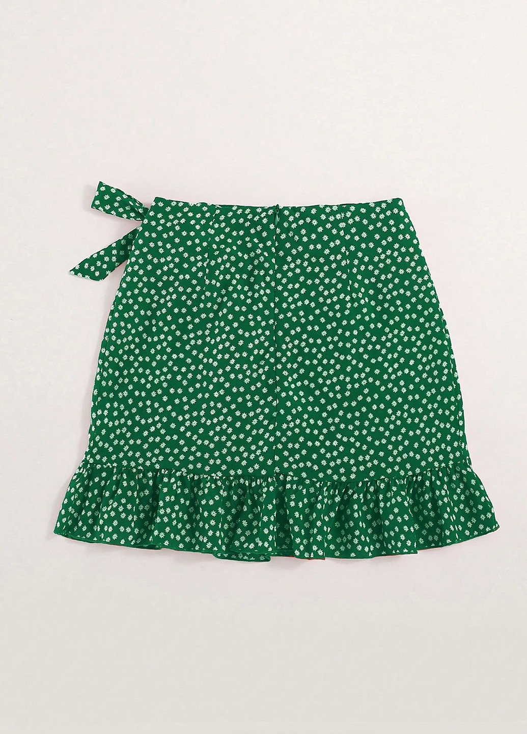 Зеленая кэжуал цветочной расцветки юбка SHEIN на запах