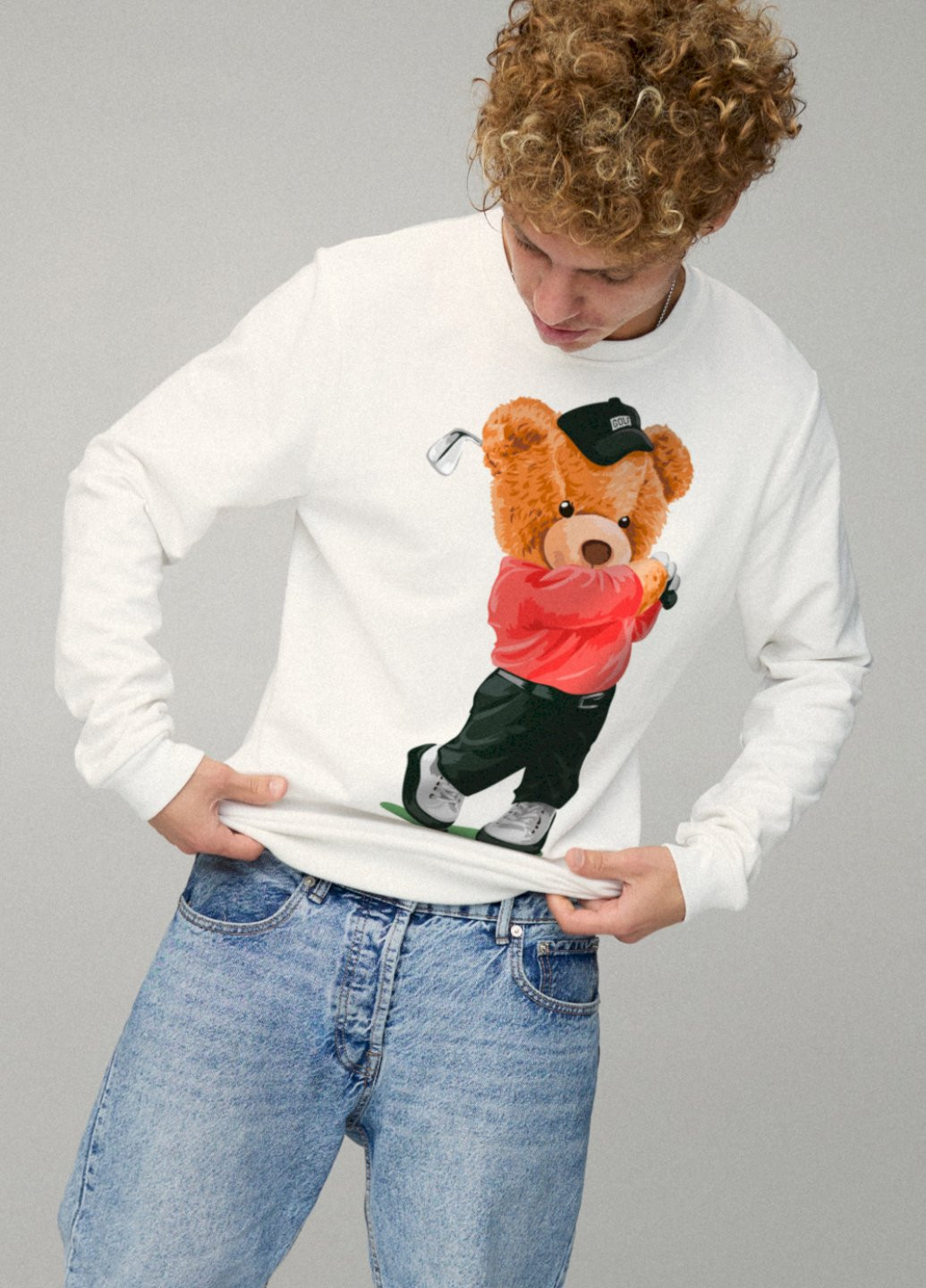 Белый свитшот мужской basic /no flis/ YAPPI рисунок (251791337)