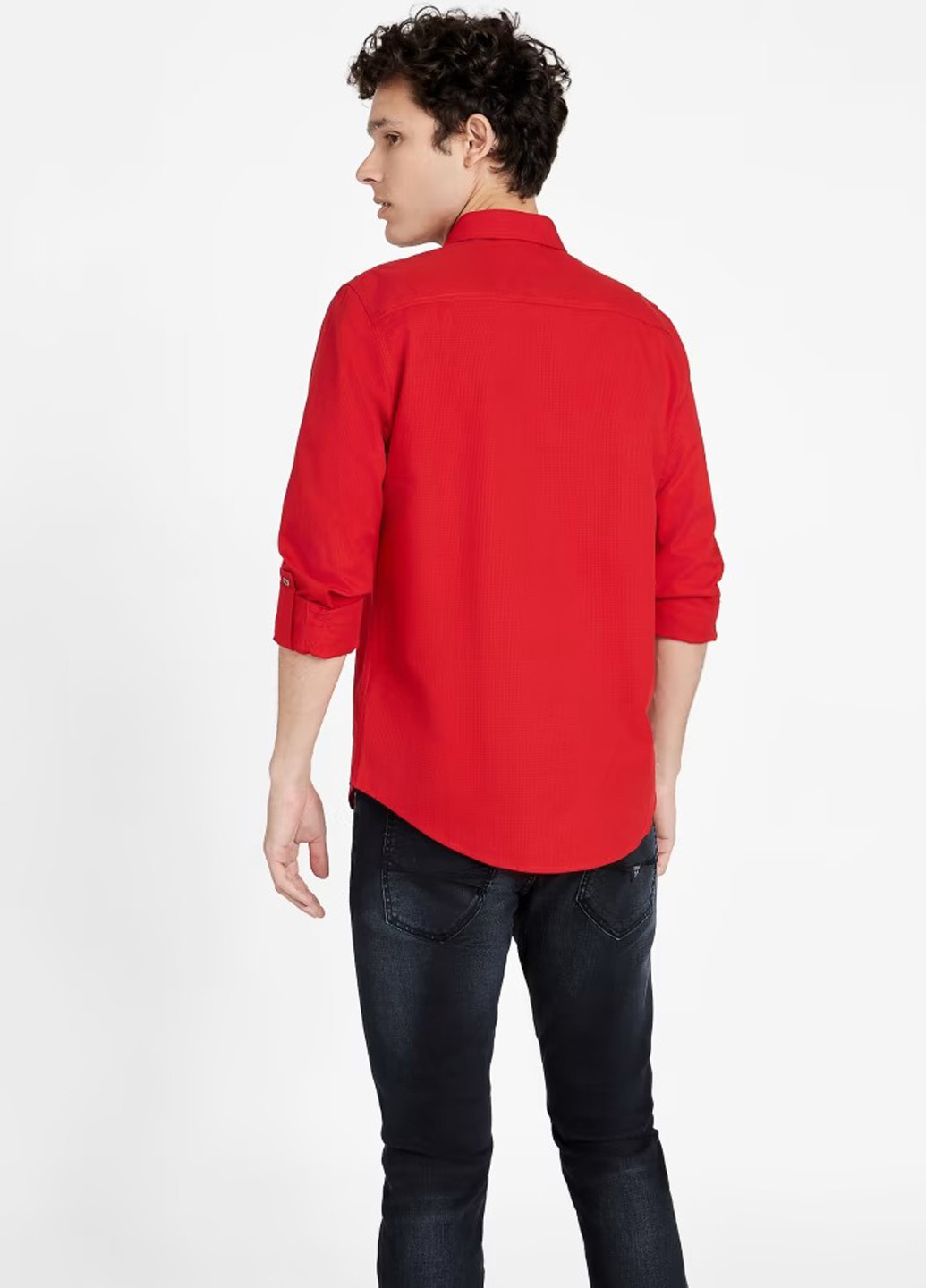 Красная кэжуал рубашка однотонная Guess