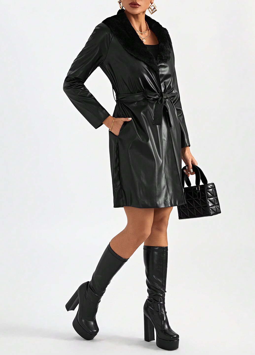 Плащ SHEIN на зав'язках демісезон (341100817)