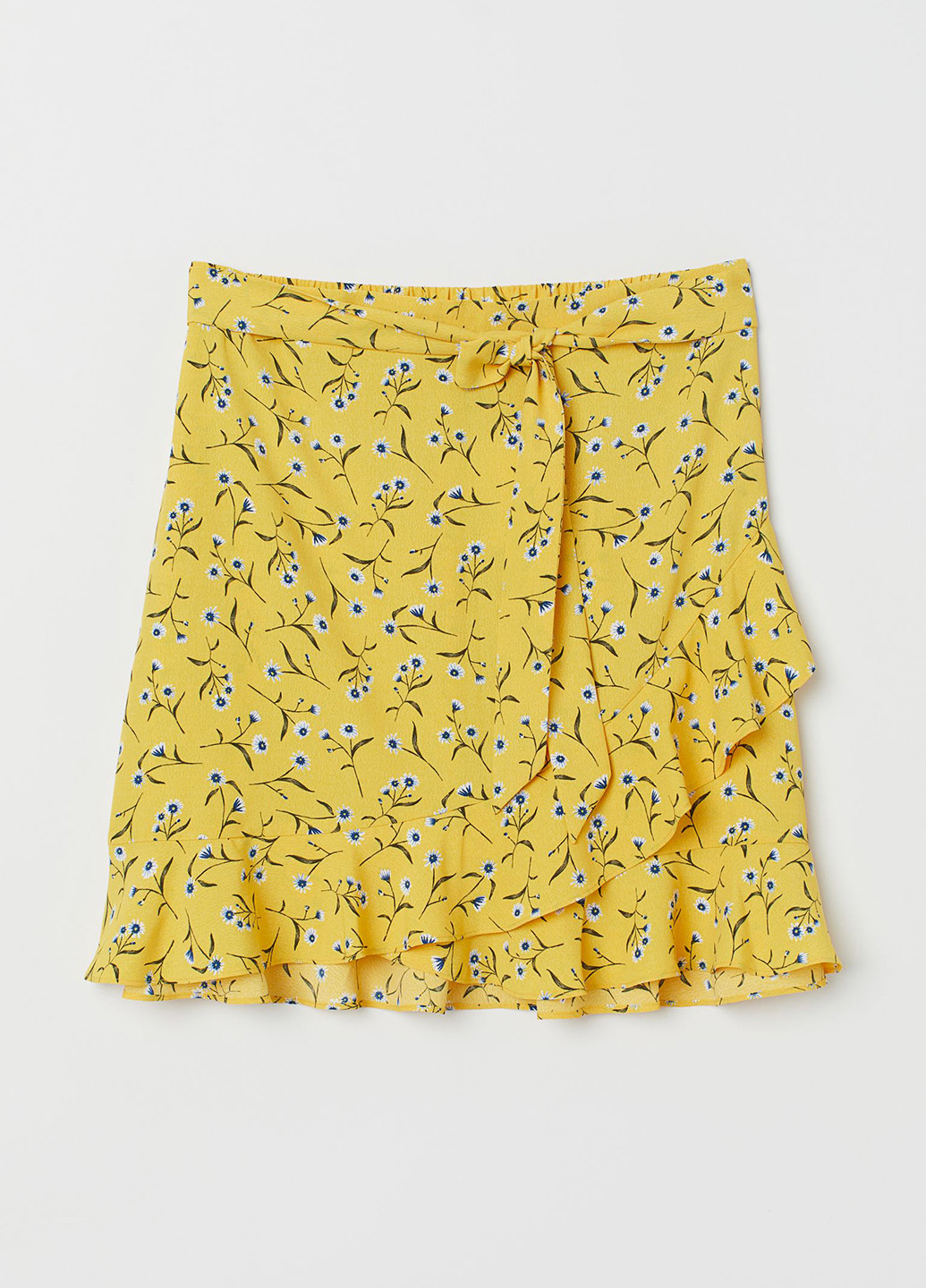 Желтая кэжуал цветочной расцветки юбка H&M+ а-силуэта (трапеция)