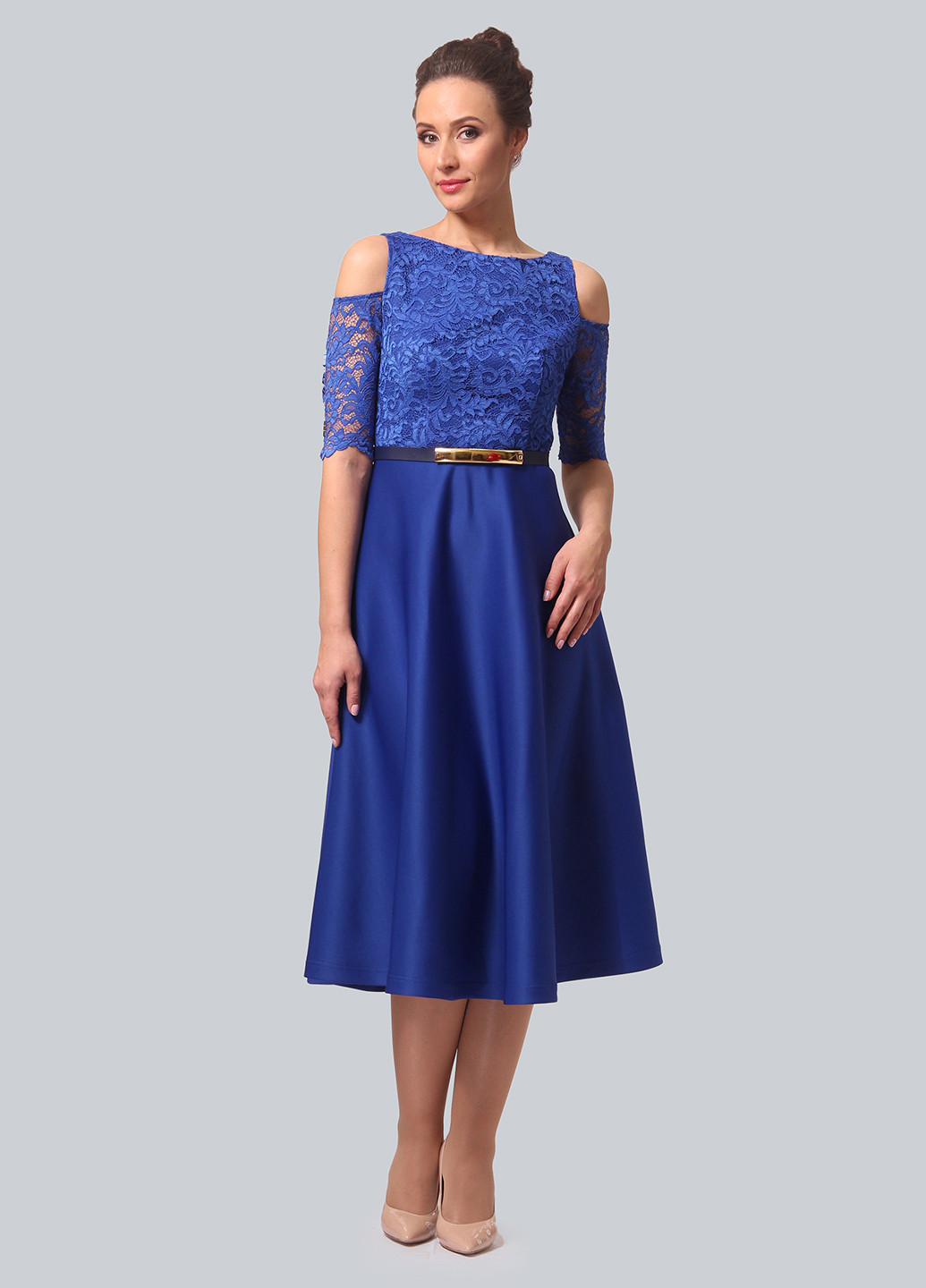 Синее коктейльное платье клеш Alika Kruss однотонное