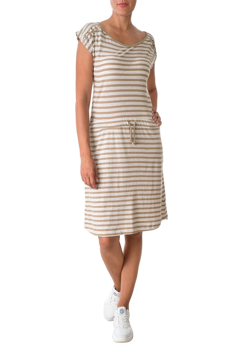 Зеленое кэжуал платье E-Bound в полоску