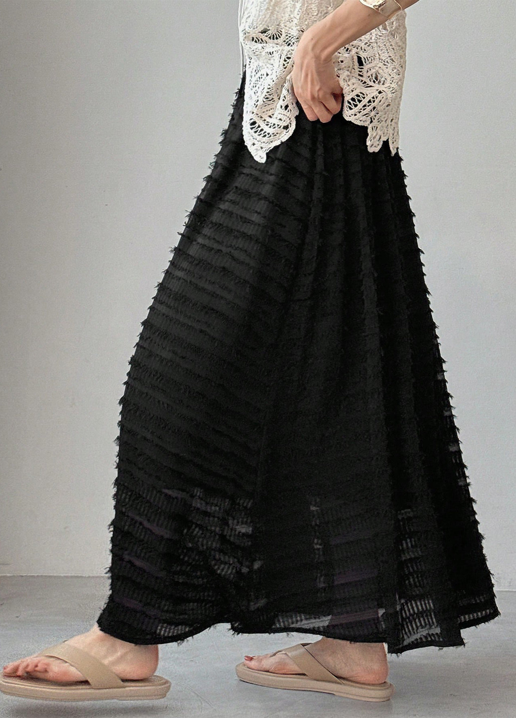 Черная кэжуал однотонная юбка SHEIN клешированная