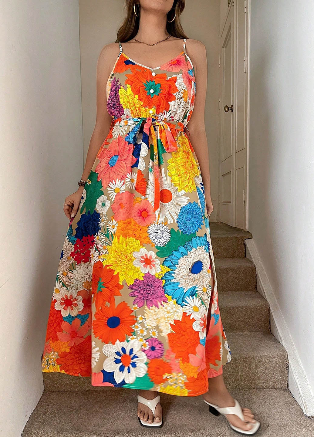 Комбінована кежуал сукня сукня-комбінація SHEIN з квітковим принтом