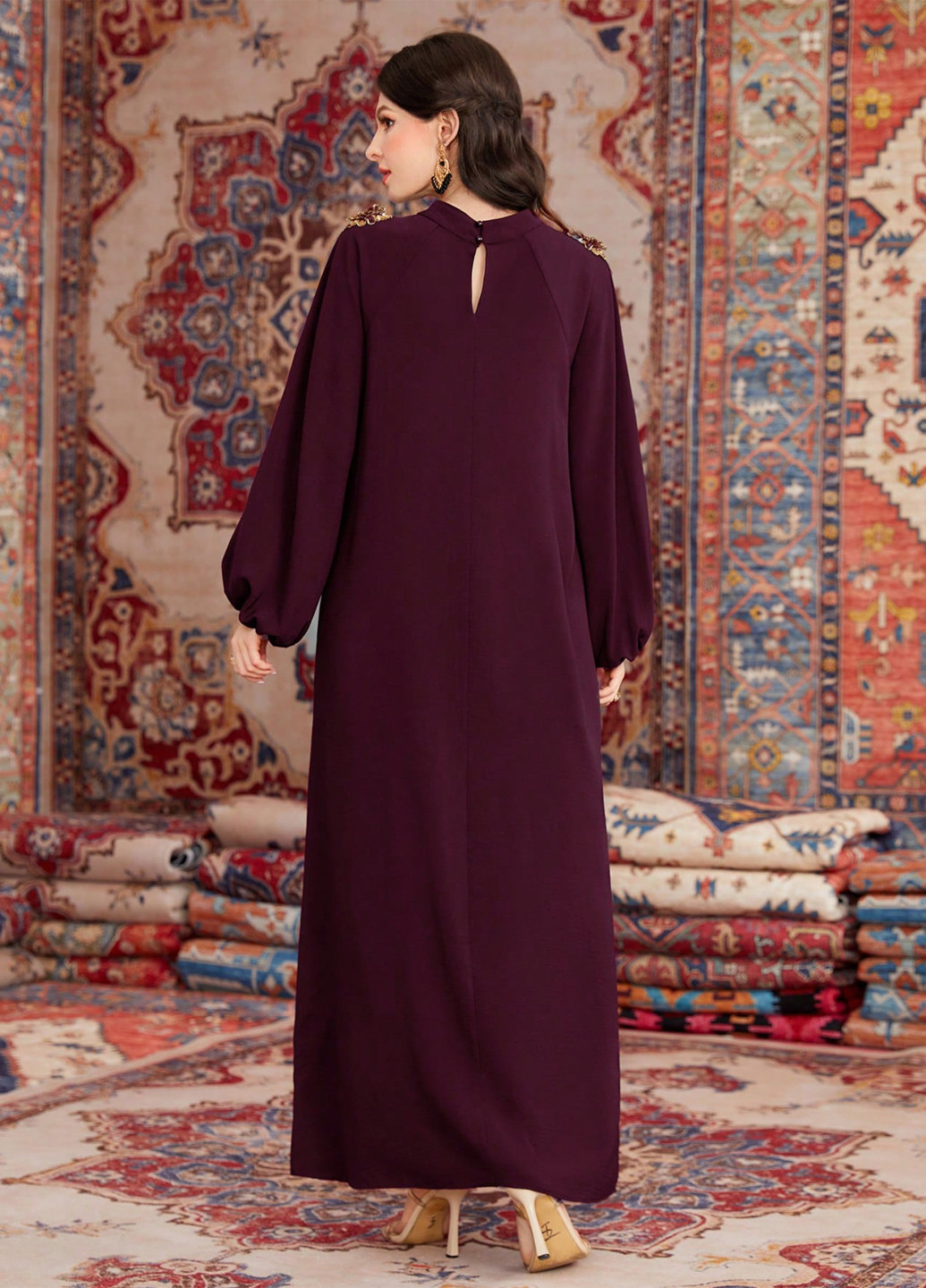 Темно-бордова святковий, вечірня сукня а-силует SHEIN однотонна