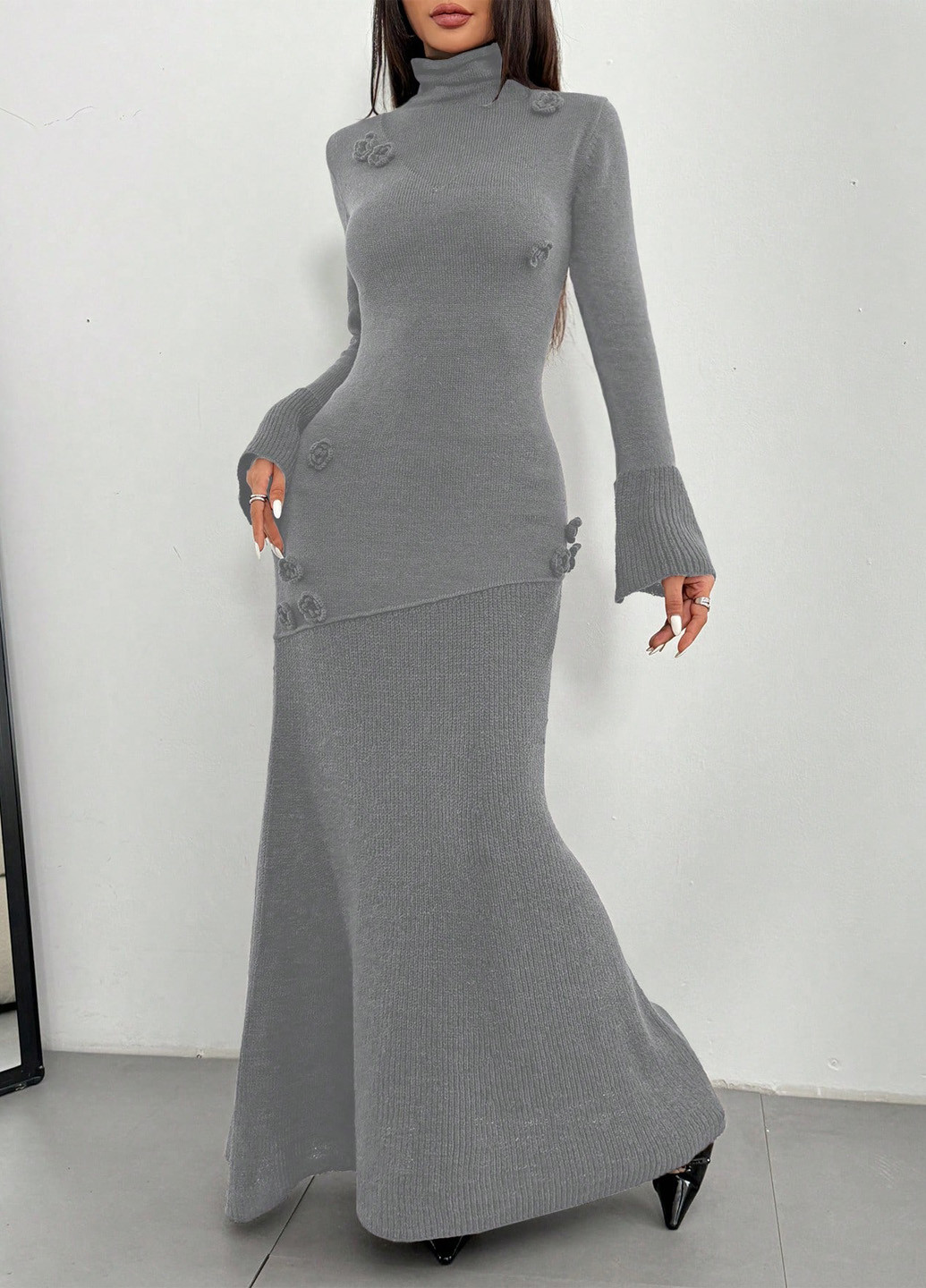 Сіра кежуал сукня сукня светр SHEIN меланжева