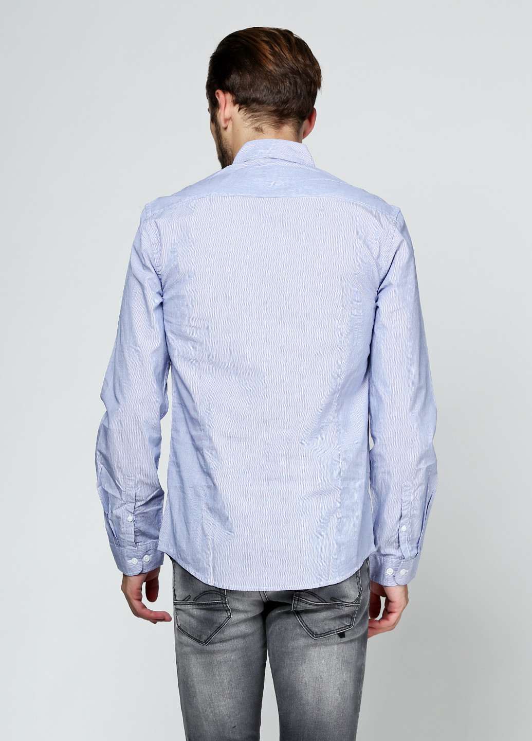 Голубой классическая рубашка однотонная Jack & Jones с длинным рукавом