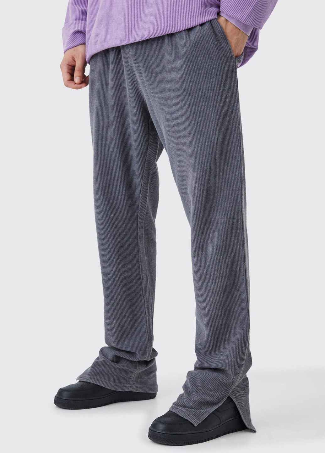 Серые кэжуал демисезонные прямые брюки Boohoo