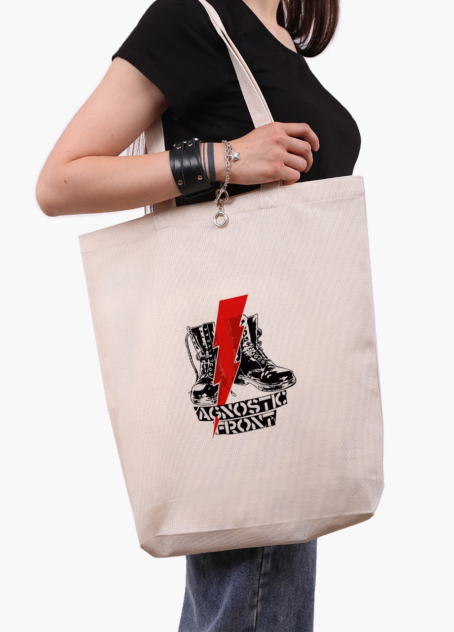 Эко сумка шоппер белая хардкор-панк Agnostic Front (9227-2020-WTD) Еко сумка шоппер біла 41*39*8 см MobiPrint (215952280)