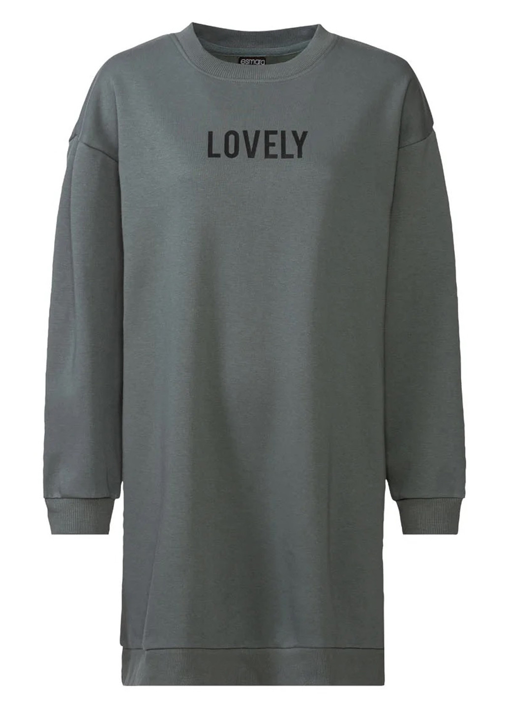 Серо-зеленое кэжуал, спортивное платье платье-свитшот Esmara с надписью