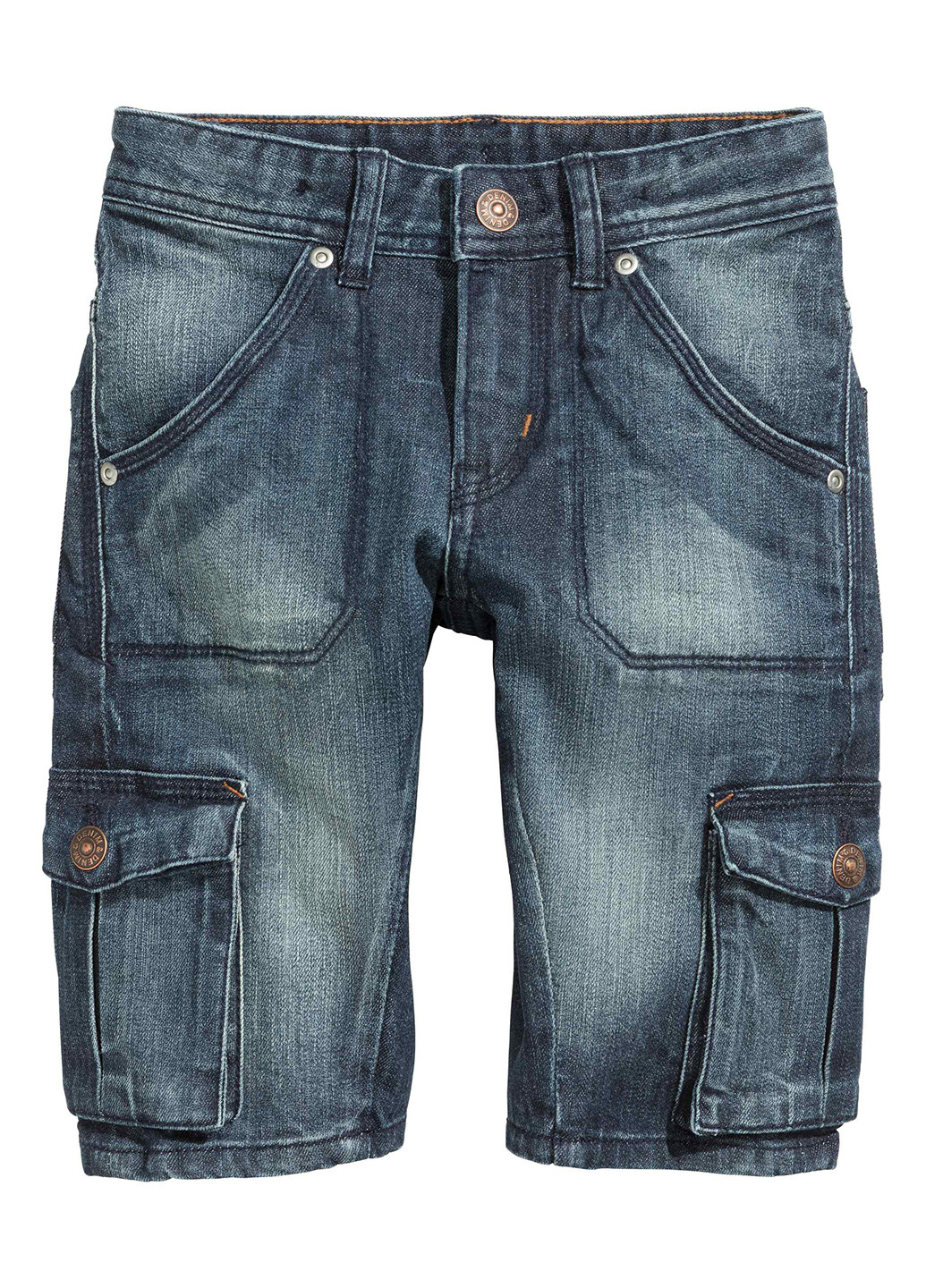 Бриджи H&M средняя талия тёмно-синие джинсовые