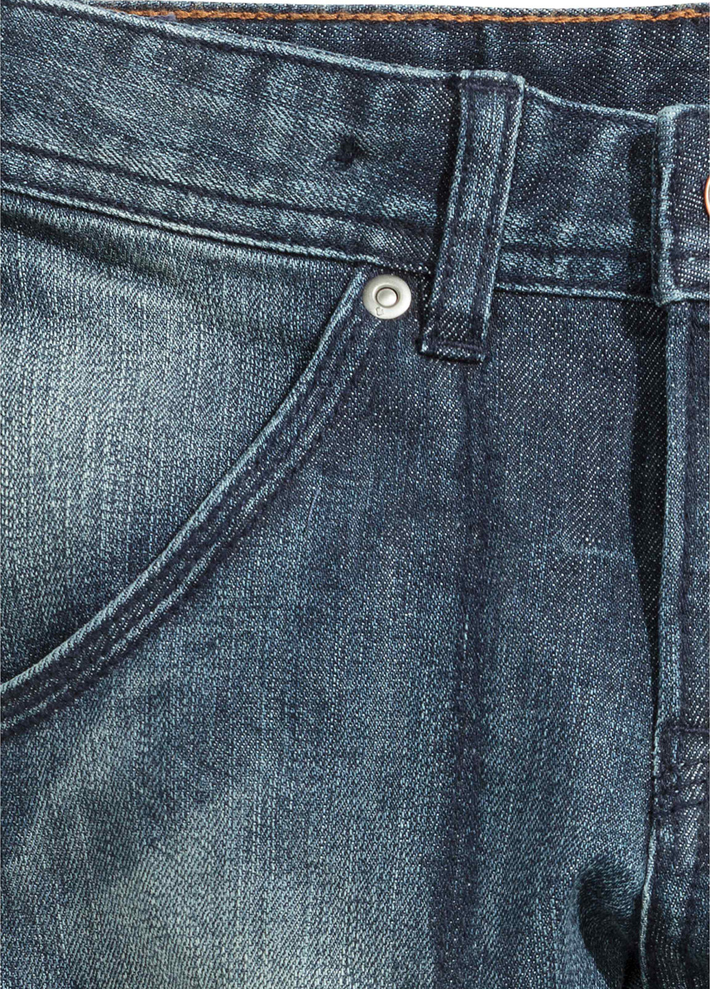 Бриджі H&M середня талія темно-синій джинсовий