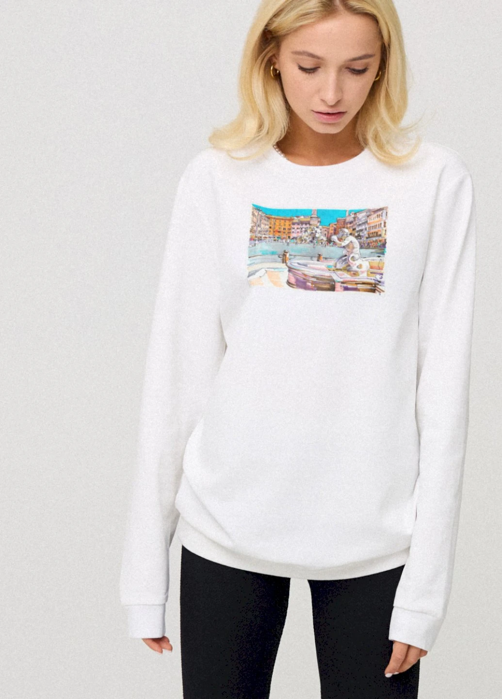 Белый світшот жіночий oversize /no flis/ YAPPI (254658665)